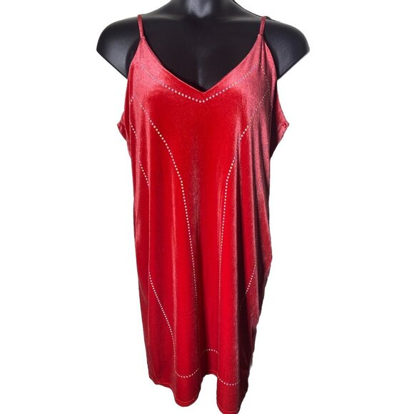 Emma & Posh Red Velvet Sz 3X Adjustable Strap Bodycon Dress Metal Detail NWT - Picture 10 of 10